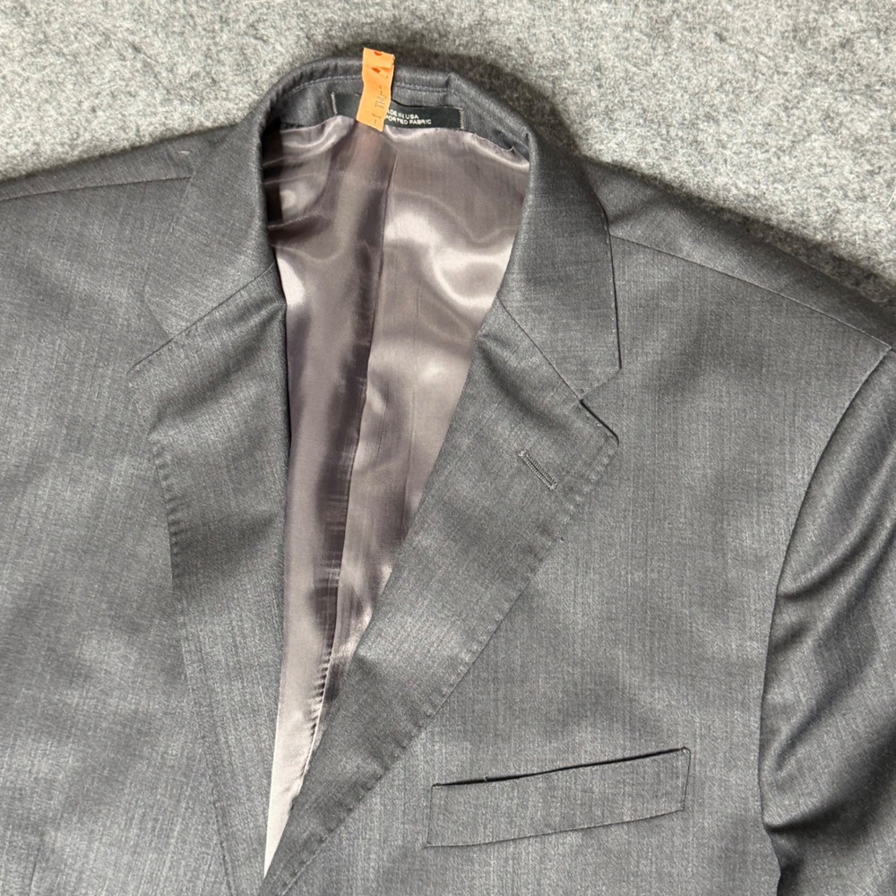 Mens Grey 100% Wool 2 Button Suit Set 42R W36 Made in USA 3510/2FP - Picture 4 of 16